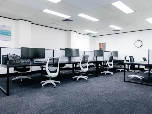 Open-plan workspace in the Alphalogix office
